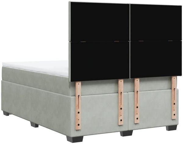 vidaXL Boxspringbett mit Matratze Hellgrau 160x200 cm Samt 3293248 Bild 12
