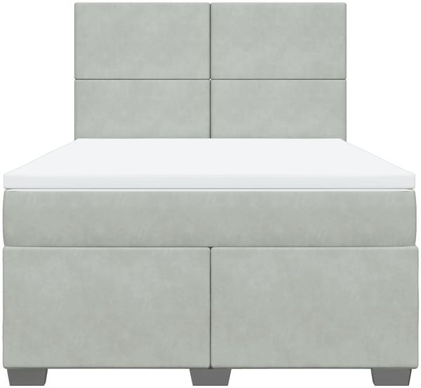 vidaXL Boxspringbett mit Matratze Hellgrau 160x200 cm Samt 3293248 Bild 6