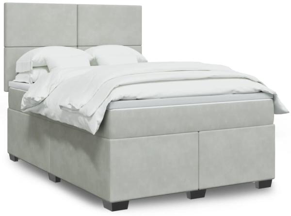 vidaXL Boxspringbett mit Matratze Hellgrau 160x200 cm Samt 3293248