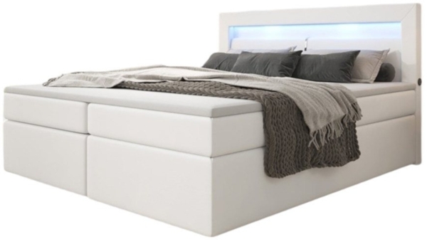 Luxusbetten24 Boxspringbett Repos, mit LED-Beleuchtung und USB-Anschluss