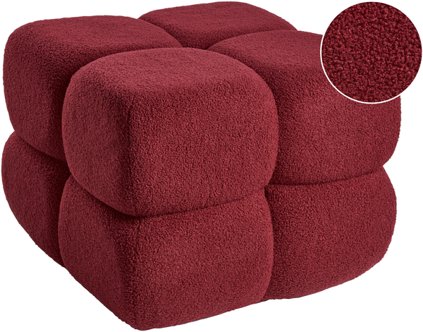 Pouf CALIENTE Bouclé Dunkelrot