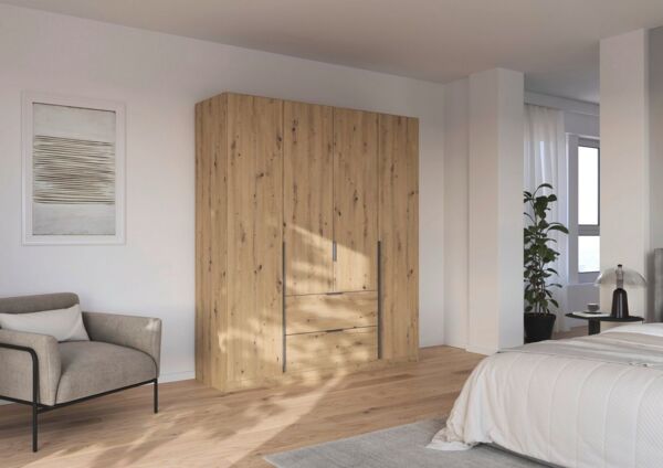 OTTO home Drehtürenschrank Kleiderschrank Schrank Garderobe AGORDO mit Dekor- oder Hochglanzfront (in zwei Griff-Farben, Breiten 91-360 cm) mit Außenschubkästen, in 7 Breiten und 2 Höhen MADE IN GERMANY