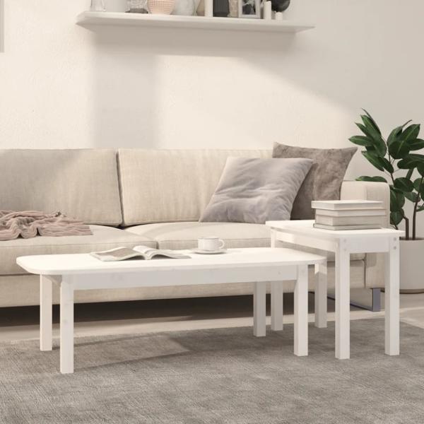 vidaXL 2-tlg. Couchtisch-Set Weiß Massivholz Kiefer 822363