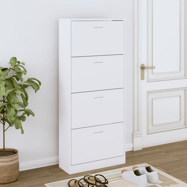 vidaXL Schuhschrank Weiß 63x24x147 cm Holzwerkstoff 342542