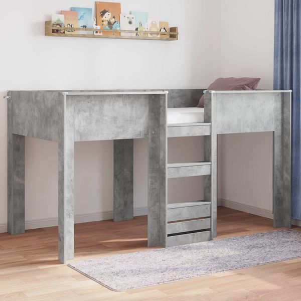 vidaXL Etagenbett für Kinder Beton Grau 80x200 cm Holzwerkstoff 3410486