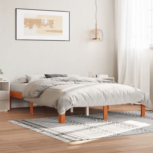vidaXL Massivholzbett ohne Matratze Wachsbraun 120x190 cm Kiefernholz 844165