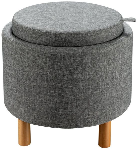 COSTWAY Sitzhocker, mit Stauraum, rund, Fußhocker aus Samt mit Deckel