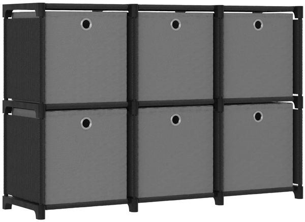 vidaXL Würfelregal mit 6 Boxen Schwarz 103x30x72,5 cm Stoff 322607