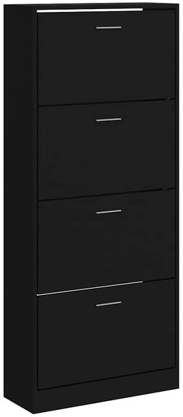 Schuhschrank, Schuhkipper für Flur, modern Schwarz 63x24x147 cm Holzwerkstoff