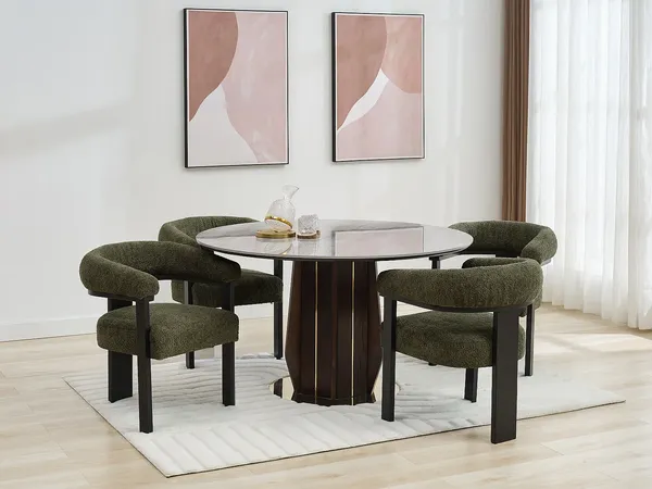 Vente-unique - LIVELIA Stuhl Stoff SchwarzGrün - B 60 cm x H 78 cm x L 64 cm