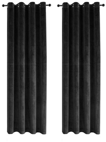 Haus und Deko Gardine Vorhang 2er Set Ösen Verdunkelung 140x245 cm Samt weich blickdicht, Ösen (2 St), Polyester