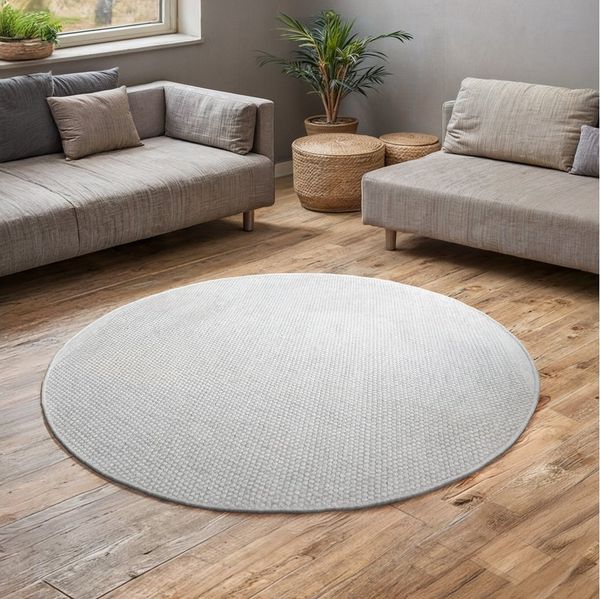 my home Wollteppich Woolscape, rund, Höhe: 10 mm, Wendeteppich, handgewebte Qualität, Uni, reine Wolle, Wohnzimmer