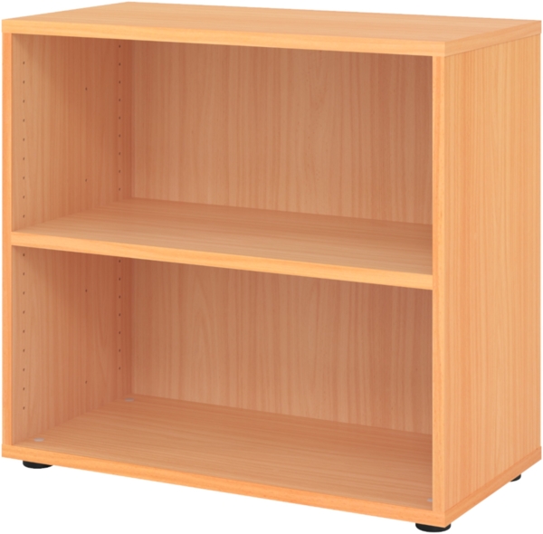 bümö Regal Buche, Standregal aus Holz für 2 Ordnerhöhen - Bücherregal klein 80 cm breit, Aktenregal für Ordner & Bücher, kleines Büroregal, Holzregal, Ordnerregal, Buchregal Dachschräge, 928RE-6