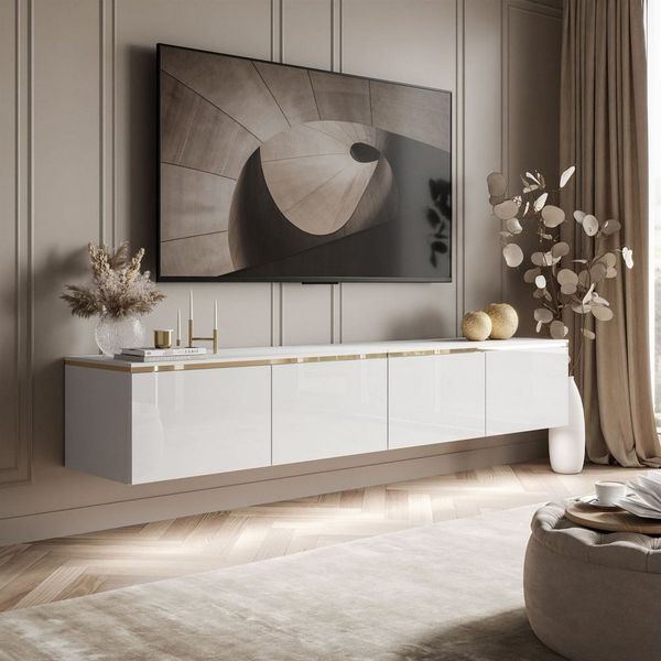 Lookway TV-Schrank CELINE GLOSS Hängeschrank mit LED-Beleuchtung Breite: 200 cm