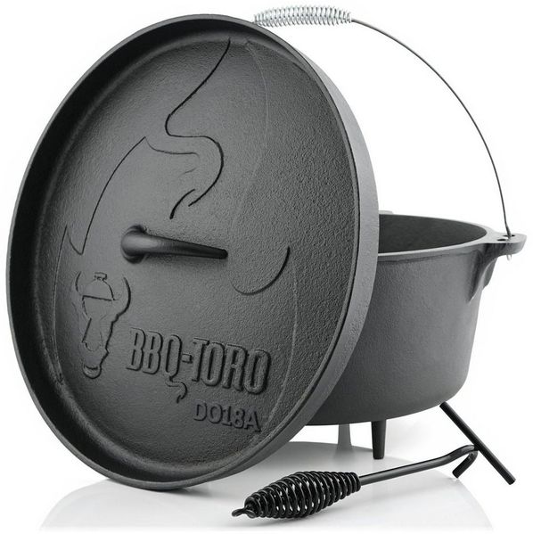 BBQ-Toro Grilltopf Dutch Oven DO18A, 19,0 L Alpha Gusseisen Kochtopf, Gusstopf, Gusseisen (3-tlg)