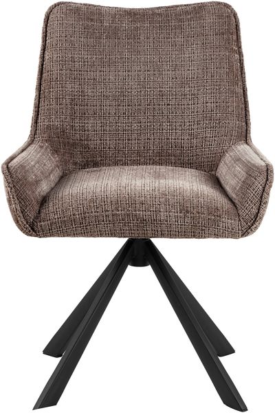Drehstuhl >Eddie< (2er-Set) Spidergestell schwarz, Bezug in braun - 59x81x56 (BxHxT)