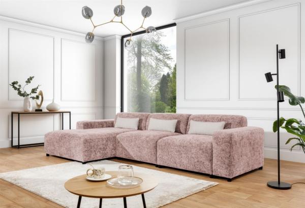 Ecksofa Designersofa ROMY MAX in Stoff Enjoy Me Rosa Ottomane Links