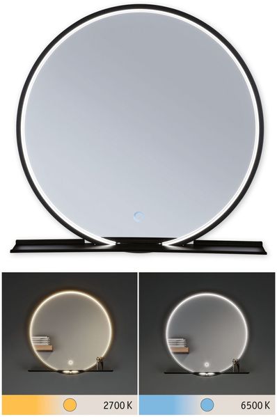 Paulmann 71090 LED Leuchtspiegel Miro IP44 Tunable White Schwarz 50cm 2700K