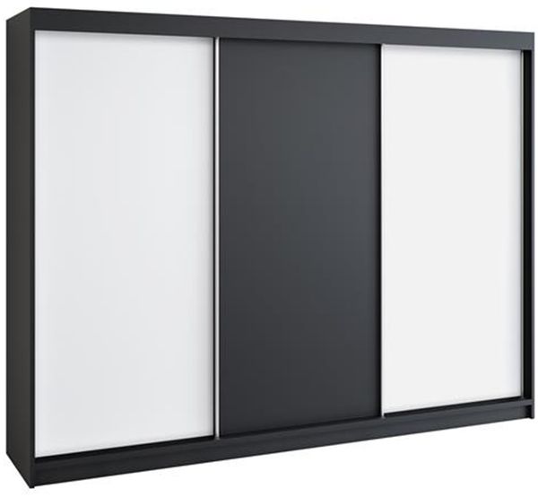 Schwebetürenschrank MERO 3-türig Schrank 200 cm Farbe: Schwarz ,weiß