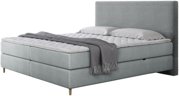 Boxspringbett Lorenka Cord, Grau, 180x200 cm