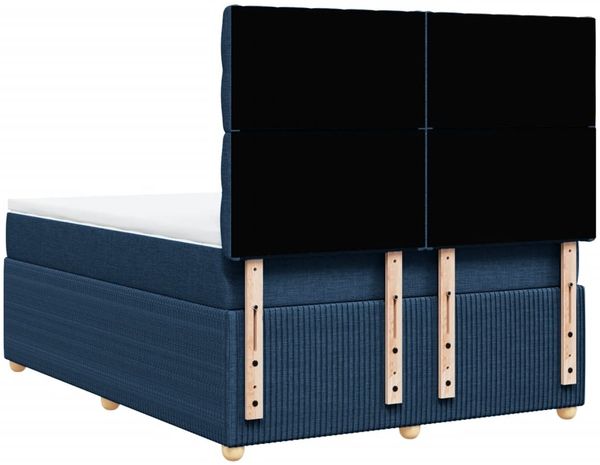 vidaXL Boxspringbett mit Matratze Blau 140x200 cm Stoff 3292092 Bild 6