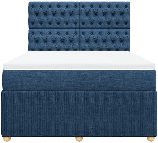 vidaXL Boxspringbett mit Matratze Blau 140x200 cm Stoff 3292092 Bild 4