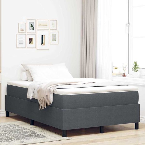 vidaXL Boxspringbett Dunkelgrau und Weiß 120 x 190 cm Cordstoff 3337453