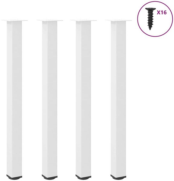 vidaXL Bartischbeine 4 Stk. Weiß 110-112 cm Stahl 4012481