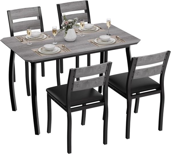GarveeMore Essgruppe Esstisch-Set für 4, Esstisch mit 4 Stühlen Platzsparend