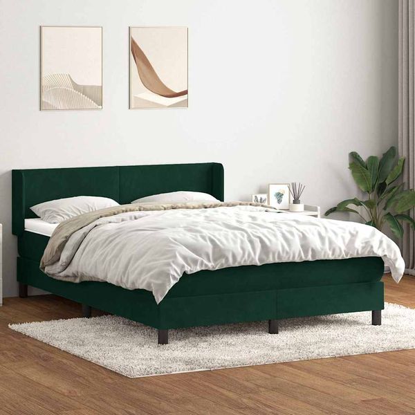 vidaXL Boxspringbett mit Matratze Dunkelgrün 160x220 cm Samt 3317994