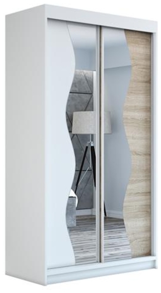 Schwebetürenschrank RIMA 2-türig Schrank 120 cm. (mit Spiegel) Farbe: Weiß , sonoma