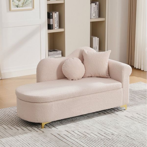 STILVORA Schlafsofa Multifunktionale Chaiselongue Einzelsessel mit Stauraum für Wohnungen, Einzel-Chaiselongue, Recamiere, Teddyplüsch, Retro Design, Metallfüße, feste Polsterung, atmungsaktiv