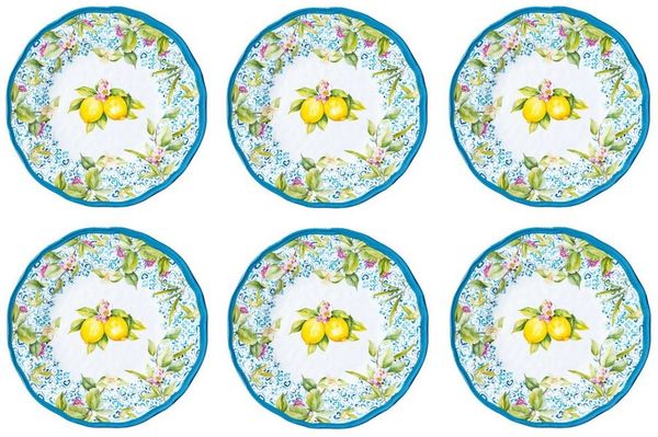 EasyLife Frühstücksteller Ischia, Spülmaschinengeeignet, Mehrfarbig, Motiv: Zitronen, Höhe: 1.5cm