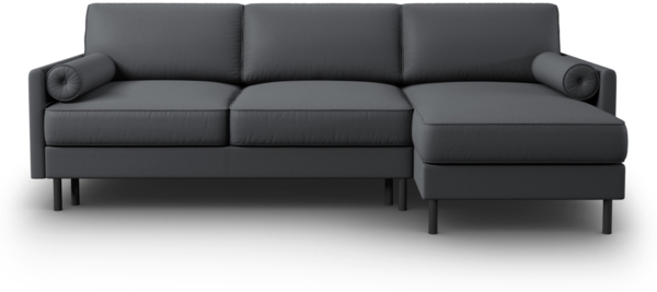 Micadoni Schlaf-Ecksofa Scott 5-Sitzer Rechts Strukturierter Stoff Dunkelgrau 140x200