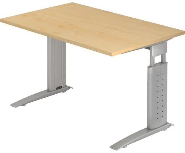 Schreibtisch US12 C-Fuß 120x80cm Ahorn Gestellfarbe: Silber