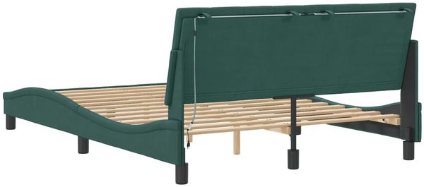 vidaXL Bettgestell mit LED ohne Matratze "Hanko" Dunkelgrün 120x200 cm Samt 3213772 Bild 8