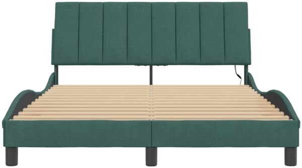 vidaXL Bettgestell mit LED ohne Matratze "Hanko" Dunkelgrün 120x200 cm Samt 3213772 Bild 6