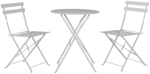 KYNAST Bistroset Weiß 3tlg. klappbar Garnitur Tisch Stühle Garten Balkon Campi