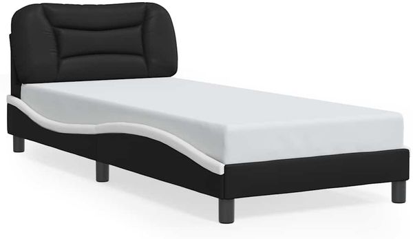 Einzelbettgestell Design für Erwachsene ohne Matratze Schwarz und Weiß 80x200 cm Kunstleder d5109e