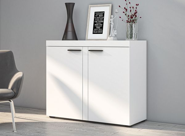 AX LIVING Schmal Kommode Spacoro 2T – Eleganz für Ihr Zuhause, Weiß