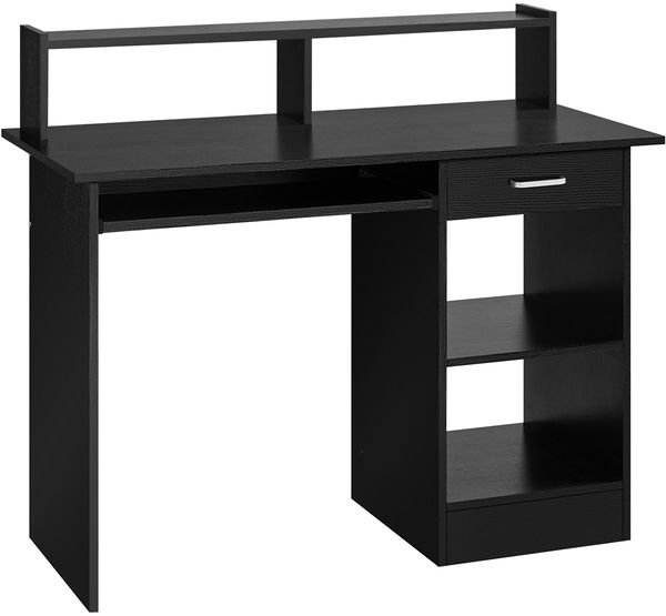 Yaheetech Computertisch mit Schublade und verstellbarem Ablagefach, Holz, 106 x 50 x 94 cm, Schwarz