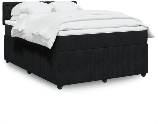 vidaXL Boxspringbett mit Matratze Schwarz 140x190 cm Samt 3287742