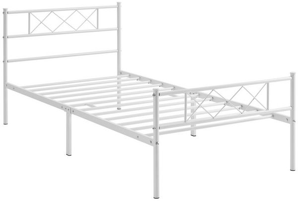 Yaheetech Bettgestell Metallbett mit Lattenrost, mit Kopfteil, 90x190cm
