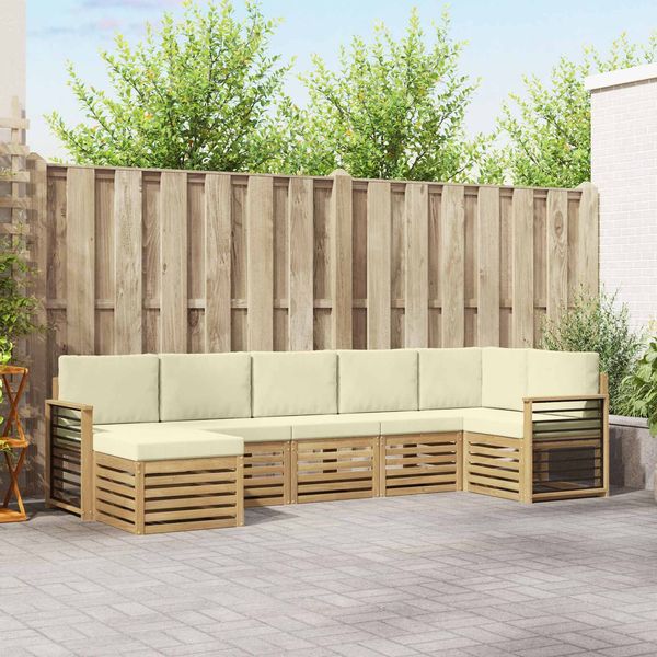vidaXL Outdoor-Sofagarnitur 7 pcs Weiß und Creme 3392205