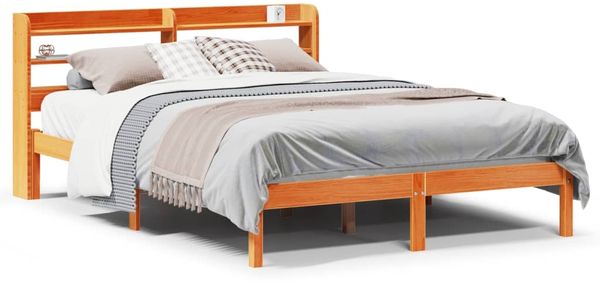 vidaXL Bettgestell mit Kopfteil ohne Matratze Wachsbraun 120x190 cm 3306553 Bild 2