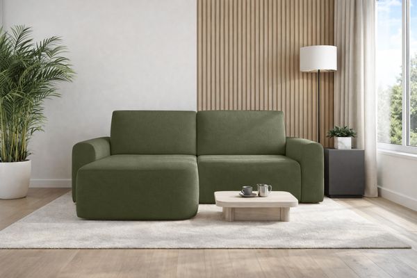 AX LIVING Sofa 250 cm breit mit Schlaffunktion Otterton in Olivgrün L
