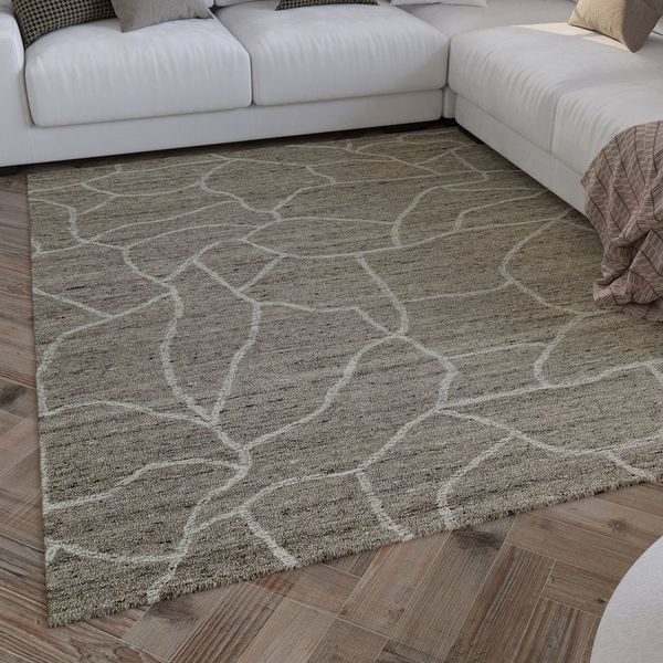 Wecon home Wollteppich Hamptons FORTYONE, rechteckig, Höhe: 15 mm, Läufer, Schurwolle, Kurzflor, Wohnzimmer, elegant, robust, Stein
