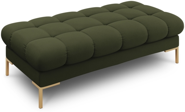 Micadoni Polsterbank Mamaia 2-Sitzer Strukturierter Stoff Neve Grün goldene Beine