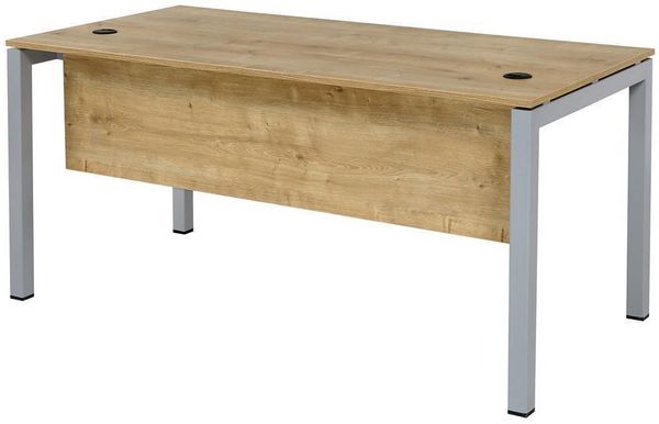 Schreibtisch Tetra, 160 x 80 x 75 cm, Saphir Eiche Dekor/silber RAL 9006 inkl. Kabelkanal