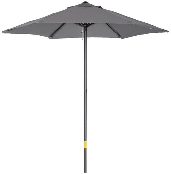 Outsunny Sonnenschirm mit Knickfunktion, sechseckig, windfest, stabil, LxB: 196x196 cm, Balkonschirm, Drehbar Strandschirm, für Strand Balkon Terrasse Garten, Dunkelgrau
